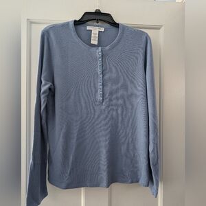 Josephine Chaus Woman's Lightweight Soft Sweater Pullover Brook Blue Size Large